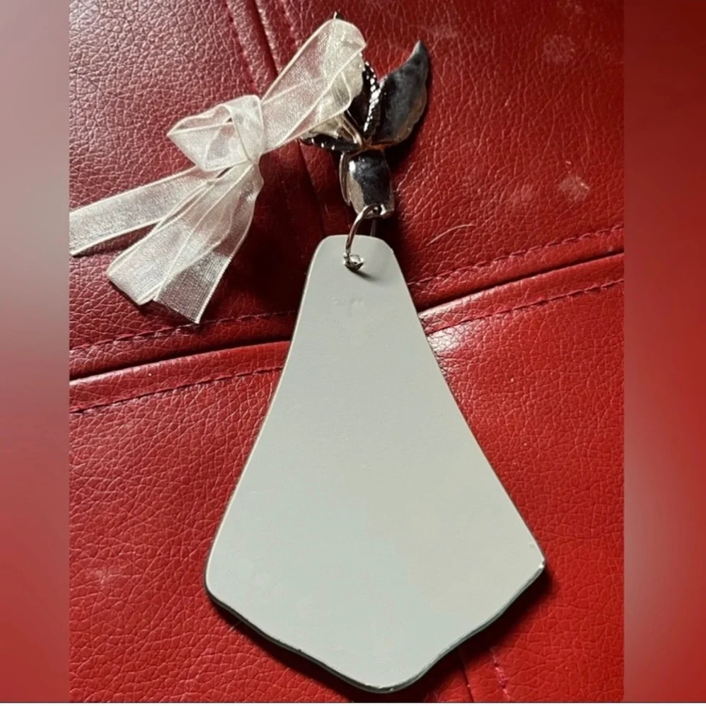 VINTAGE SILVER SENTIMENT ANGEL CHRISTMAS TREE ORNAMENT - MEASURES APPROX. 6.5